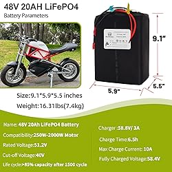 BtrPower 48V 20AH Ebike Battery Lithium Battery