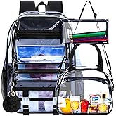 UFNDC 3PCS Clear Backpack Heavy Duty, See Through School Bag for Girls, Sequins Transparent Bookbag for Women