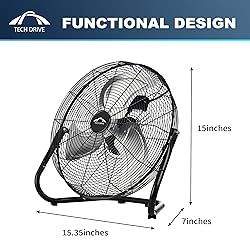 Tech Drive High Velocity Floor Fan,12 inch Heavy