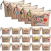 Bulyoou 20 Pcs Bulk Beach Makeup Bags - Summer Beach Accessories Toiletry Cosmetic Pouch Zipper Bags, Cruise Travel Essentials Survival Kit Gifts Party Favors for Women Teens Clients Friends
