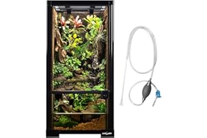 REPTI ZOO REPTIZOO 15 Gallon Full Glass Reptile Terrarium 12" x 12" x 24" Knock-Down Glass Tank and Siphon Gravel Cleaner Set, Small Habitat for Reptile Chameleon, Tree Frogs, Arboreal Geckos,Lizard