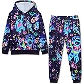 Latnnut Boy 2 Pcs Clothes Cool 3D Printing Long Sleeve Hoodie & Sweatpants Outfit for 5-12 Years