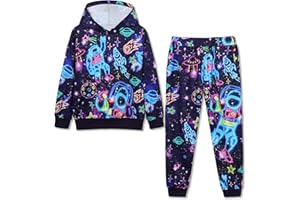 Latnnut Boy 2 Pcs Clothes Cool 3D Printing Long Sleeve Hoodie & Sweatpants Outfit for 5-12 Years