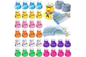Lenwen 60 Pcs Duck Tag Cruise Kit Includes 20 Pcs Mini Cruising Rubber Ducks 20 Sheets Cruise Tag Card 20 Pcs Elastic Rubber Bands for Cruising Hiding Ducking Carnival Game Rewards (Colorful)