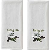 SKL Home St. Patrick's Day Long On Luck 100% Cotton 2pc Hand Towel Set, Decorative for Bath/Kitchen/Bar & Gift, White