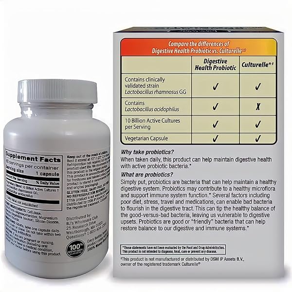 BERKLEY JENSEN DAILY CARE DIGESTIVE HEALTH PROBIOTICS FOR WOMEN & MEN – ADVANCED FORMULA WITH LACTOBACILLUS RHAMNOSUS GG & LACTOBACILLUS ACIDOPHILUS – FOR IMMUNE SUPPORT & GUT HEALTH – 80 CAPSULES