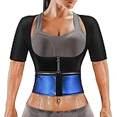 MATKAO Sauna Suit for Women Weight Loss Sauna Shirt for Women Sweat Suit Waist Trainer Vest Fitness Body Shaper Zipper