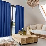 Deconovo 2 x Blackout Thermal Curtains Royal Blue 210 x 140 cm Ruffle Tape view 5