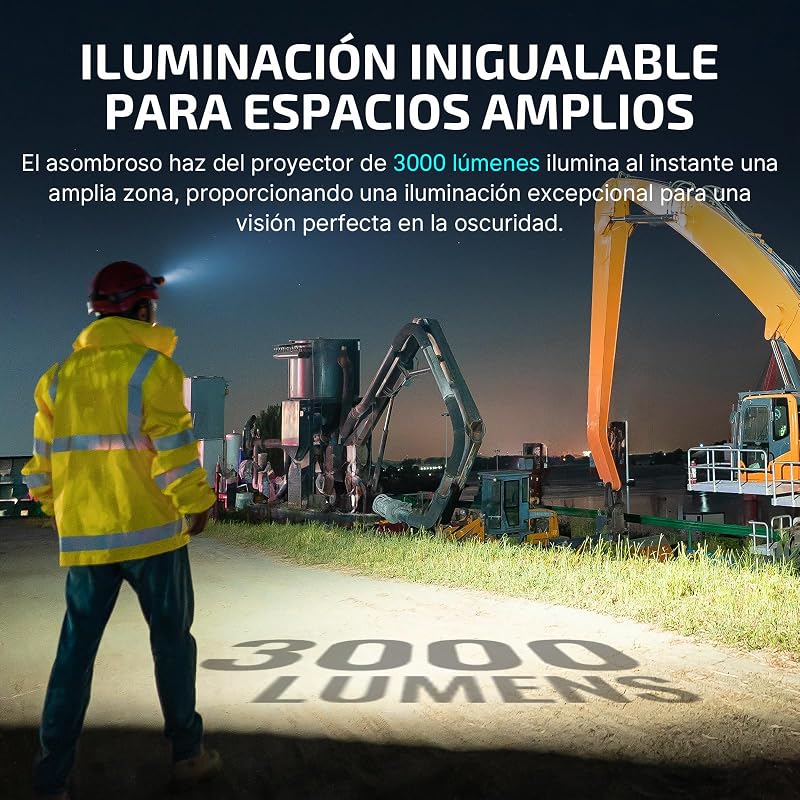 Perun 3 Linterna Frontal Recargable 3000 Lumen 20 Días Máx 160 Metro