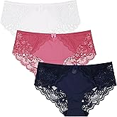 Curve Muse Women’s Plus Size Mid Waist Floral Lace Briefs Panties