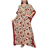 Kaftan Dresses for Women V-Neck Print Swimsuit Cover Up Plus Size Beach Caftan Lounge Dress