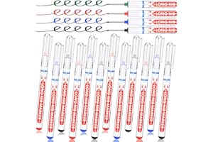 Marspark 24 Pcs Long Head Markers Long Nib Deep Hole Marker Pen Multi-purpose Drill Hole Scriber Waterproof Construction Marking Tool Colorful Carpentry Pen for Woodworking Hardware Craft (Multicolor)