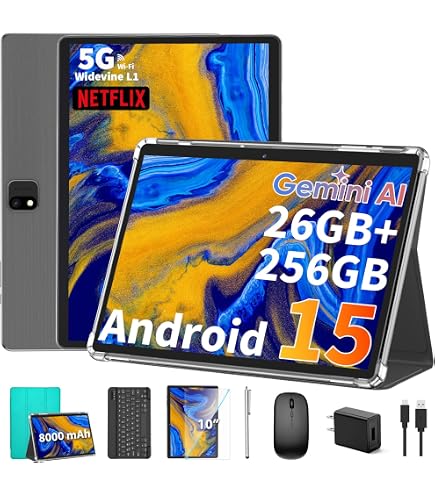 Amazon.com : 2025 Android 15 tablet with keyboard, 26GB+256GB+2TB