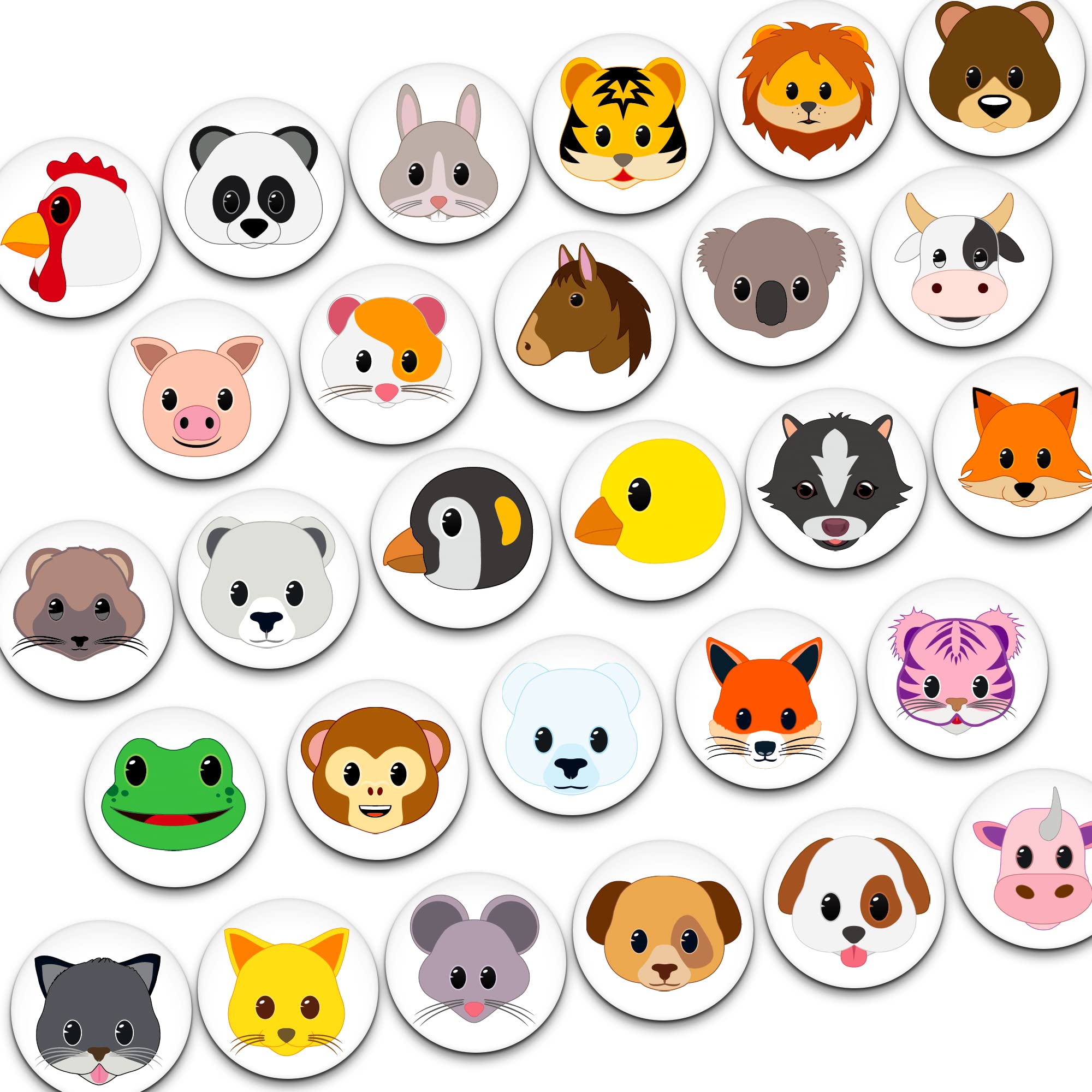 OTUIUTO Emoji Magnets for Refrigerator Funny Fridge Magnets Cute Magnets for Whiteboard Locker Decorative Magnets for Office and Kitchen Gifts for Lady (28, 28 Pcs Animal Face)