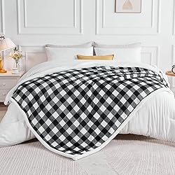 BEDELITE Sherpa Fleece Blanket - Black and White
