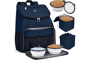 BAGLHER丨Dog Travel Bag, Airline Approved Pet Supplies Backpack, Dog Travel Backpack with 2 Silicone Collapsible Bowls and 2 Food Baskets