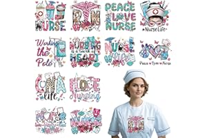 Falueqg Dtf Transfers Ready to Press - 12Pcs Nurses Iron on Transfers for Tshirts, Inspirational Nursing Iron on Decals Patches, Vintage Leopard Heat Transfer for DIY Nurse Appreciation Week Gifts