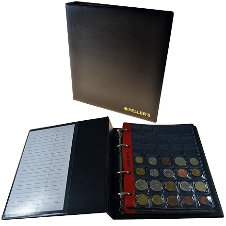 PELLER'S | Sammelalbum für 350 Münzen: 10 Münz-Hüllen, Felder 27x 27mm. Für Münzen mit Ø 23mm. Münzalbum M.