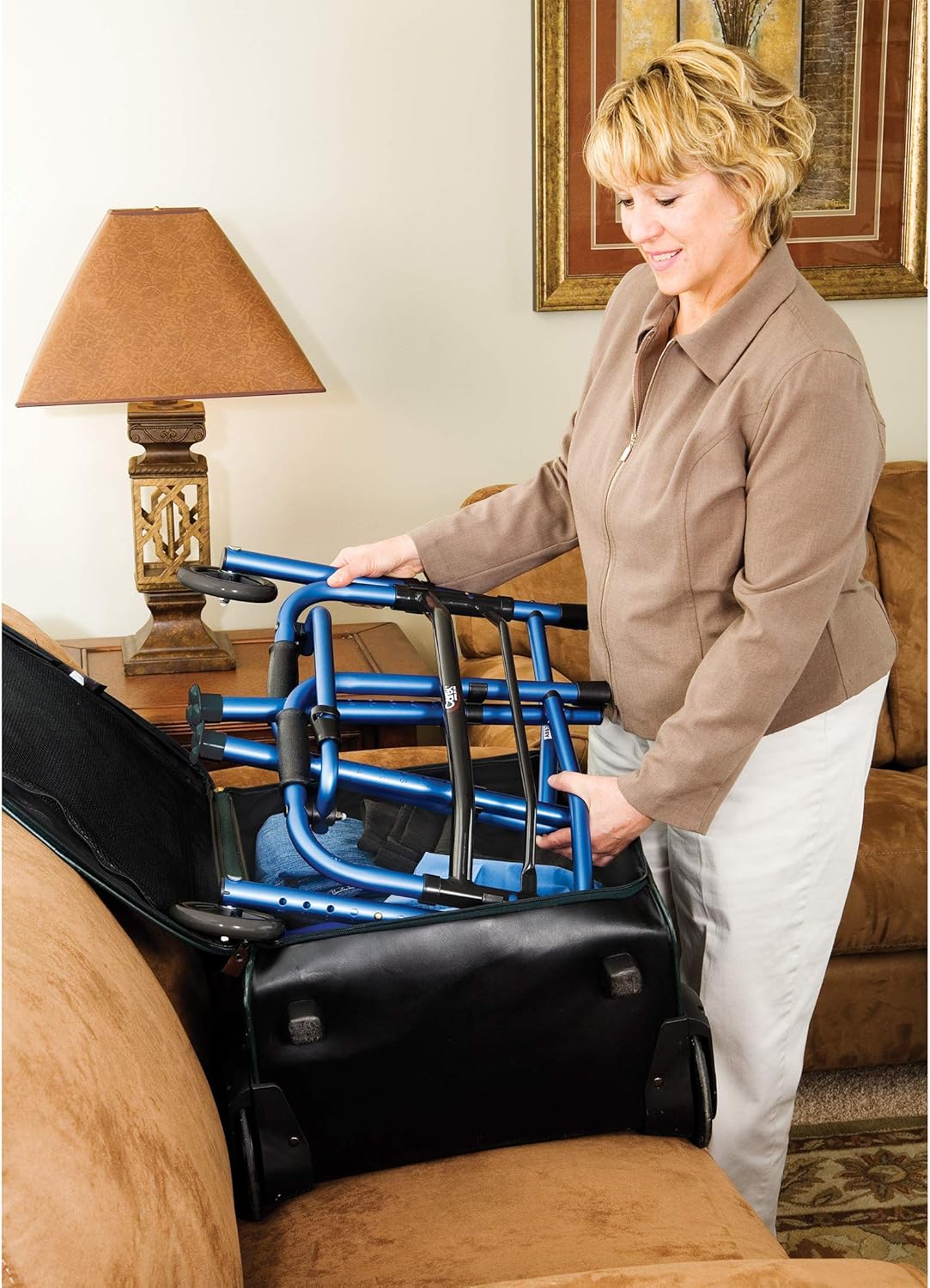 Carex Folding Explorer Walker for Seniors - Adult Walker with 5-Inch Wheels - Portable Medical Walker with Adjustable Height, 30-38 Inches: Health & Personal Care