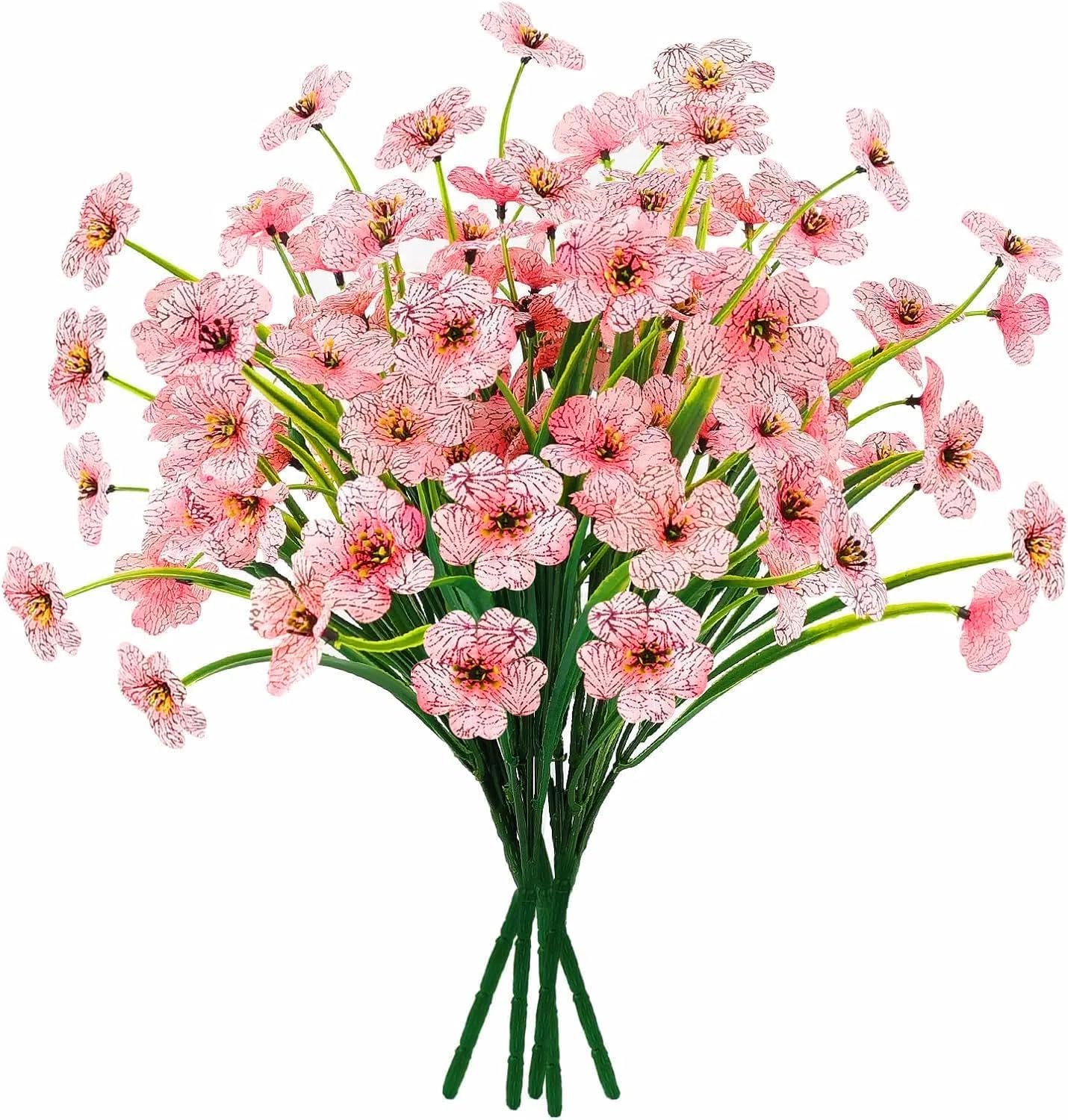 N&T NIETING Artificial Flowers Outdoor Fake Silk Flowers, 6 Bundles No Fade Faux Plastic Flower for Outside Garden Porch Window Box Vase Hanging Baskets Home Decorations(Pink)