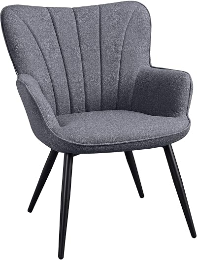 Yaheetech Modern Tub Chair Linen Fabric Armchair Grey