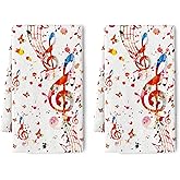 Pintukee Music Note Kitchen Towel and Dishcloths Sets of 2, Musical Dish Towels for Drying Dishes, Soft Absorbent Tea Hand Cloth for Kitchen Farmhouse Bathroom Home Decor