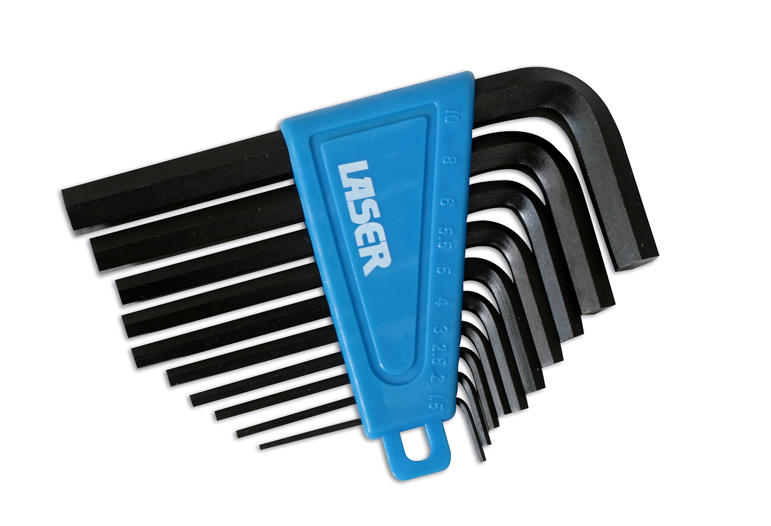 Laser 0952 Metric Hex Key Set 10pc, Black,chrome