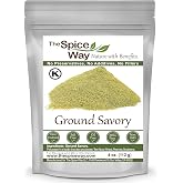 The Spice Way Ground Savory - 4 oz resealable bag | Peppery thyme-like winter savory for beans, lentils, meats, stuffing and potatoes; Kosher Certified