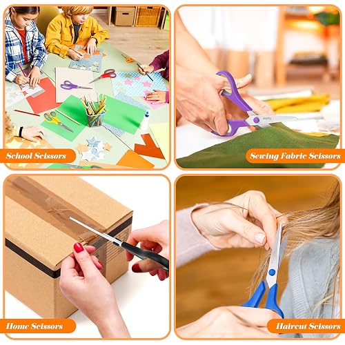24 Pack 8-Inch All-Purpose Scissors | Comfort Grip, Ultra Sharp, Left & Right Handed For Office, School, Crafts