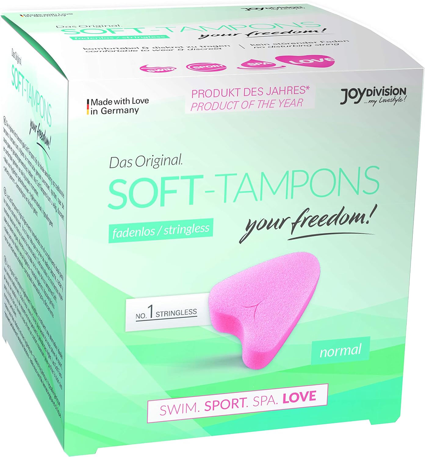 JOYDIVISION Soft-Tampons Normal I 3 Pieces I Threadless tampons for Sports Swimming & spa I Menstrual sponges Ultra Soft I Easy Insertion & Removal I Soft Tampon Without Thread
