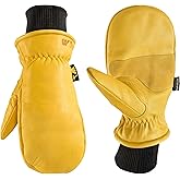 Wells Lamont Men's HydraHyde Leather Winter Work Mittens | Water-Resistant | Saddletan | Large (1217L)