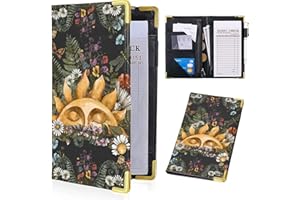 Tucocoo Server Book Organizer for Waitress,Vintage Sun Waiter Serving Book, Waitstaff Book Waiter Checkbook, Server Guest Book with Zipper Pocket, Leather Server Wallet Waitress Book Fit Server Apron