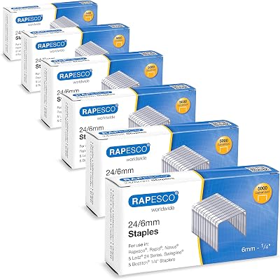 Rapesco 1736 Business Pack 24/6mm Galvanised Staples 6 Boxes of 5000