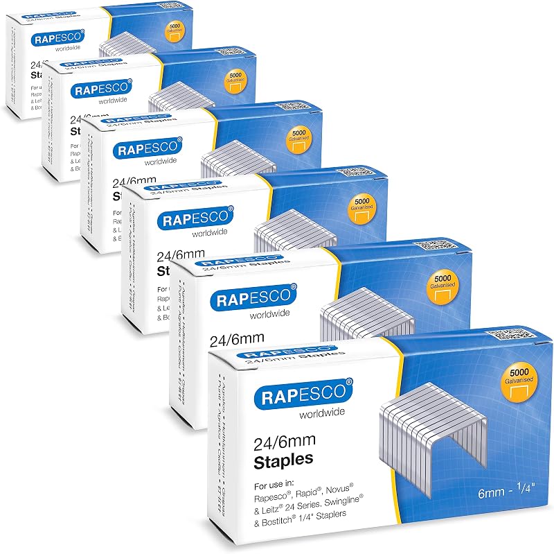 Rapesco 1736 Business Pack 24/6mm Galvanised Staples 6 Boxes of 5000