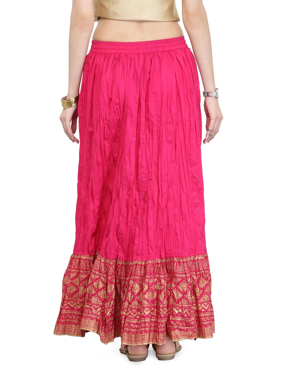varanga pink pure cotton gold skirts kff-var21029