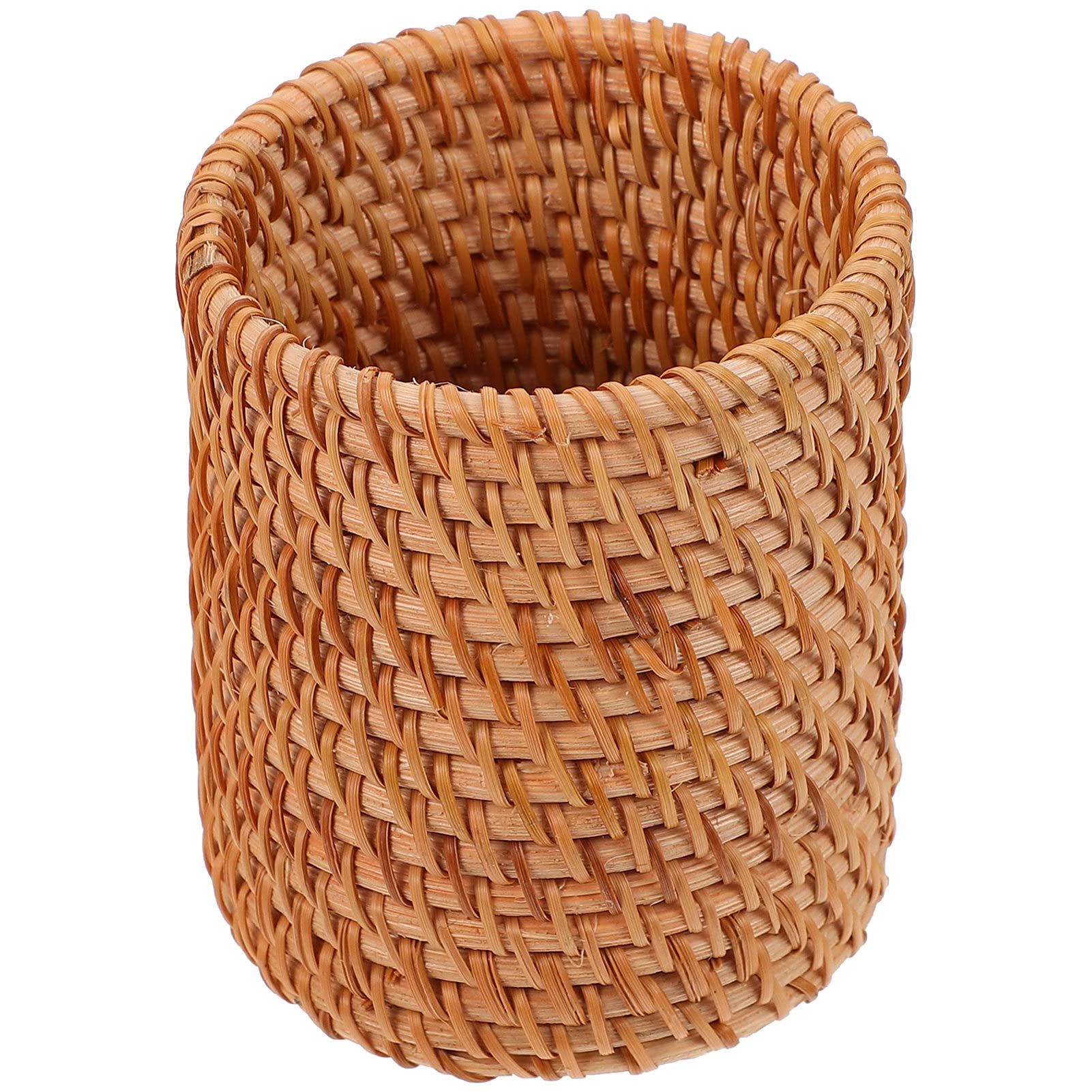 Tomaibaby Wicker Vase Braided Pen Holder Compact Desktop Organizer for Home Office Desk Storage and Stationery