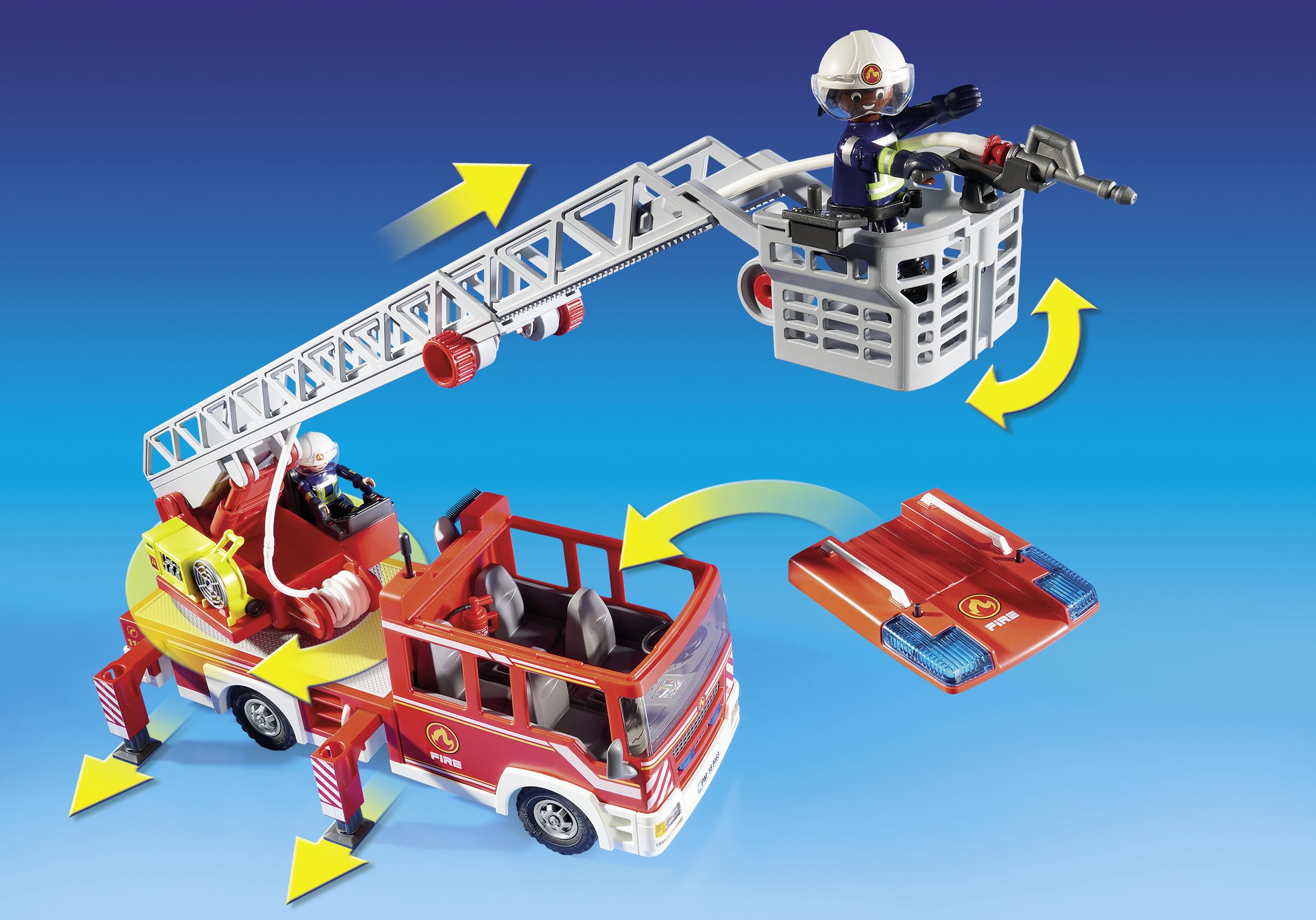PLAYMOBIL City Action 9463 Feuerwehr-Leiterfahrzeug mit Licht und Sound, Ab 5 Jahren 5