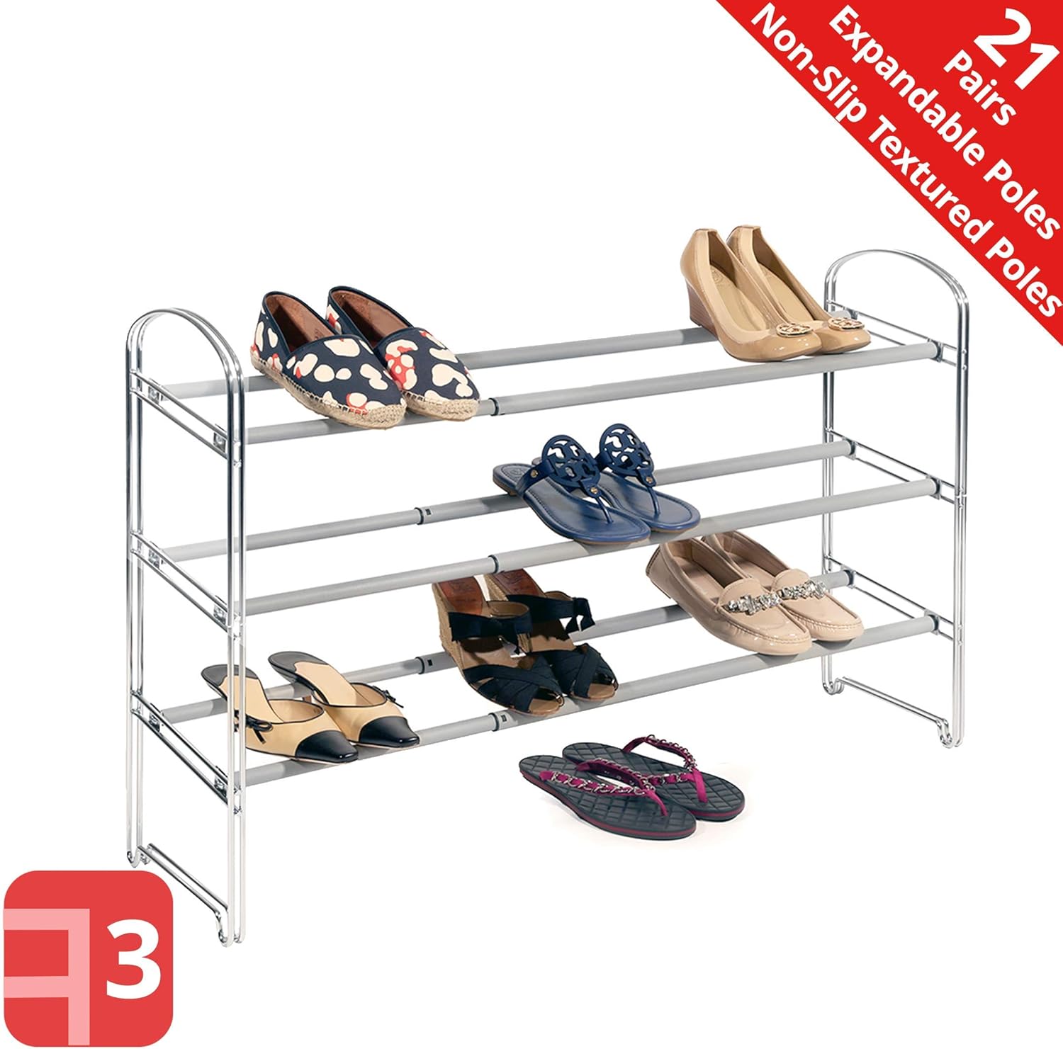 Best Seville Classics Chrome 3-Tier Expandable Shoe Rack