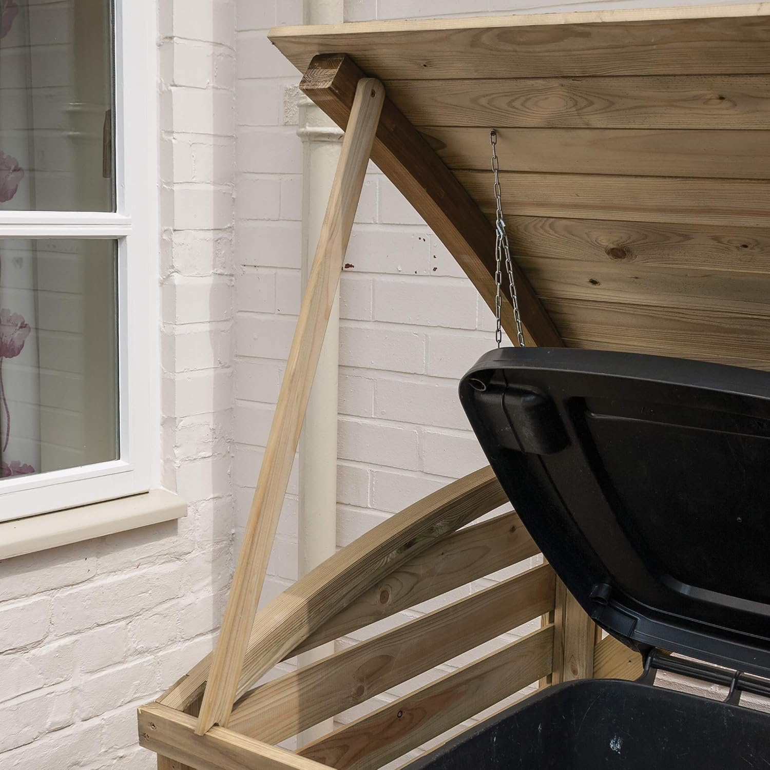 Rowlinson Classic Single Bin Store, Natural timber finish, 1 Wheelie Bin - Image 3