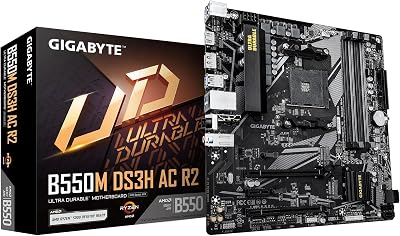 B550M DS3H AC R2 Scheda madre - CPU AMD Ryzen 5000, VRM a 5+3 fasi, fino a 4733 MHz DDR4 (O.C.), 1x M.2 PCIe 4.0 + 1x M.2 PCIe 3.0, Wi-Fi 5, LAN 1 GbE, USB 3.2 Gen 1