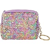 Biiange Sequin Coin Purse Keychain, Mini Coin Purse Keychain, Zipper Glitter Change Purse Pouch, for Coins, Headphones, Keys Lipstick(1Pcs)