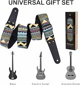 Nefelibata Guitar Strap Vintage Embroidered Cotton with Leather Ends view 4
