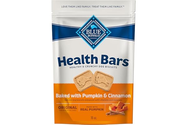 Blue Buffalo Health Bars Crunchy Dog Biscuits, Oven-Baked with Natural Ingredients, Pumpkin & Cinnamon, 16-oz Bag