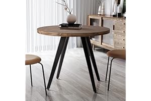 COMFY TO GO Round Dining Table, Small Dining Table for 2, 31.5" Round Table, Mid-Century Modern Kitchen Table with 1.4" Thickness Wood Grain Tabletop for or Small Space, Dining Room, Kitchen, Rusty Brown