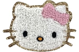 ZOOX Mickey & Friends Sticker Patches 3M Adhesive, Classic Chennile w/Gold Glitters 3.5" (Kitty)