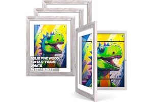 TIBLUE 4 Packs Kids Art Frames - Kids Artwork Frames Changeable 8.5x11 Picture Frame, 9x12 with Mat, 10x12.5 without Mat, Childrens Art Project Kids Art Frame Holds 50-100 Pcs for Children Drawing, Picture