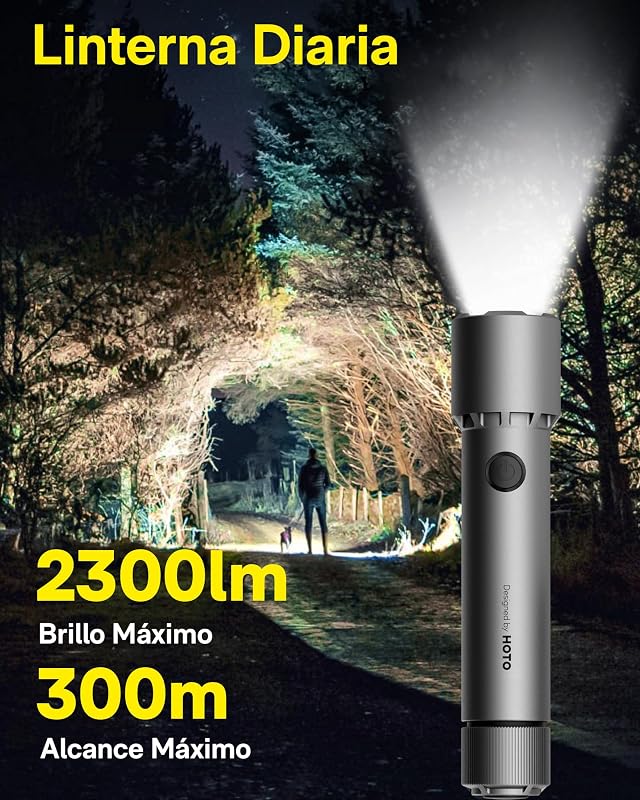 Linterna Táctica, Linterna Led Recargable de 2300 Lúmenes Altos