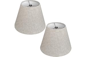 TOOTOO STAR Small Lamp Shades for Table Lamps 5" Top x 9" Bottom x 7" High,Set of 2 small brown lampshades,Handmade Lampshade in Natural Fabrics (Spider)