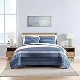 Nautica - Twin Quilt Set, Cotton Reversible Bedding with Matching Sham, Dorm Room Essentials (Coveside Blue, Twin)
