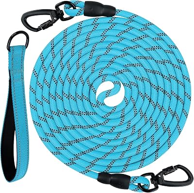 Joytale 5 10 15 20m Long Dog Training Lead with Padded Handle Blue 10mm